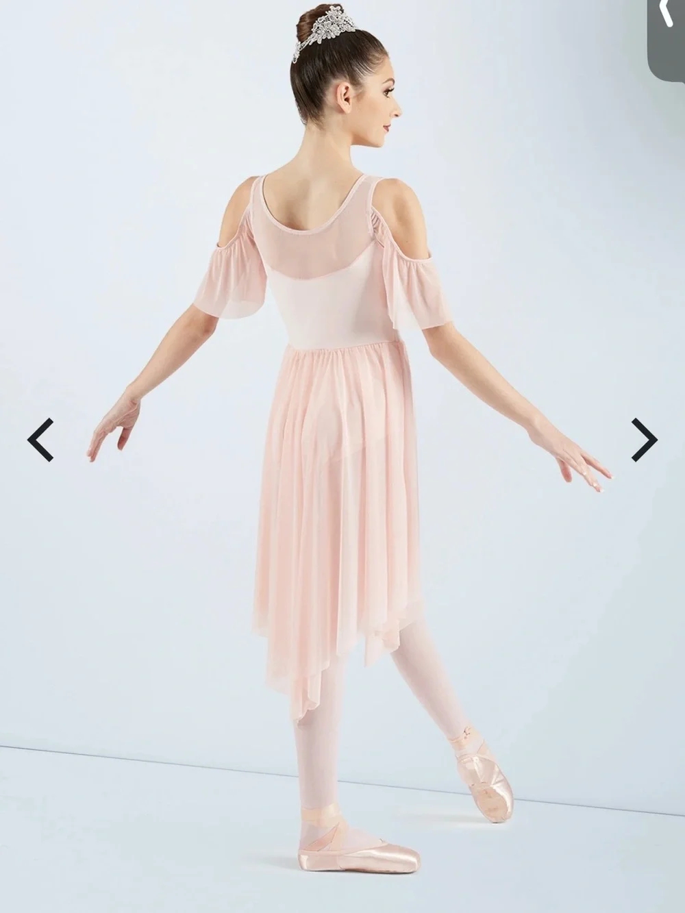 Weissman Pale Pink Chiffon Dance Dress with Silver Appliqué